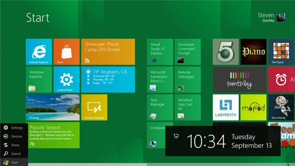 Il desktop di Metro, la versione di Windows 8 concepita per i tablet