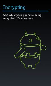 Processo di encrypting nativo di Android Il processo di encrypting nativo di Android può richiedere anche oltre un'ora, a seconda della mole di dati da cifrare