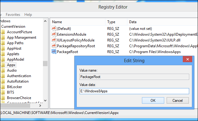 Installare app Windows su scheda SD - Passo 13: inserire il percorso della cartella creata in precedenza