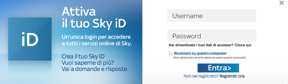 Login per SkyGo