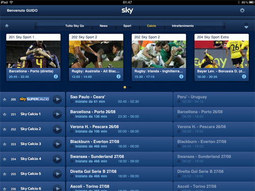 Guida Tv per SkyGo