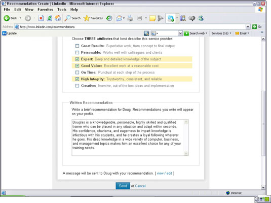 Completare la referenza su LinkedIn