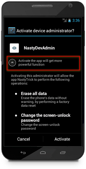 Attivazione applicazione modificata Allerta del ransomware