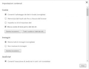 Blocco dei Cookie su Chrome Chrome, blocco dei cookie