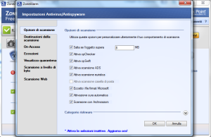zona alarm antivirus - impostazioni