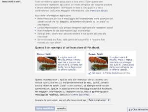 Controllo privacy inserzioni - Facebook - screenshot