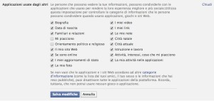 Permessi applicazioni Facebook - screenshot