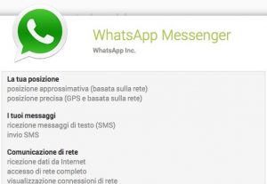  permessi richiesti da whatsapp