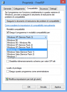 In caso di problemi durante l'installazione di un programma vecchio si può usare la modalità compatibilità software Windows 8
