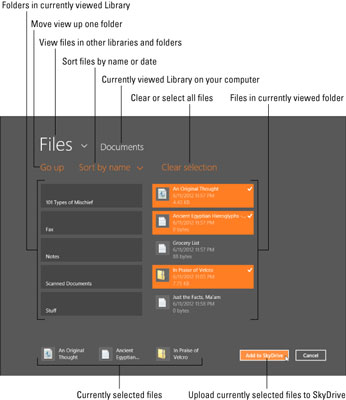 Skydrive per Windows8: la schermata di upload file