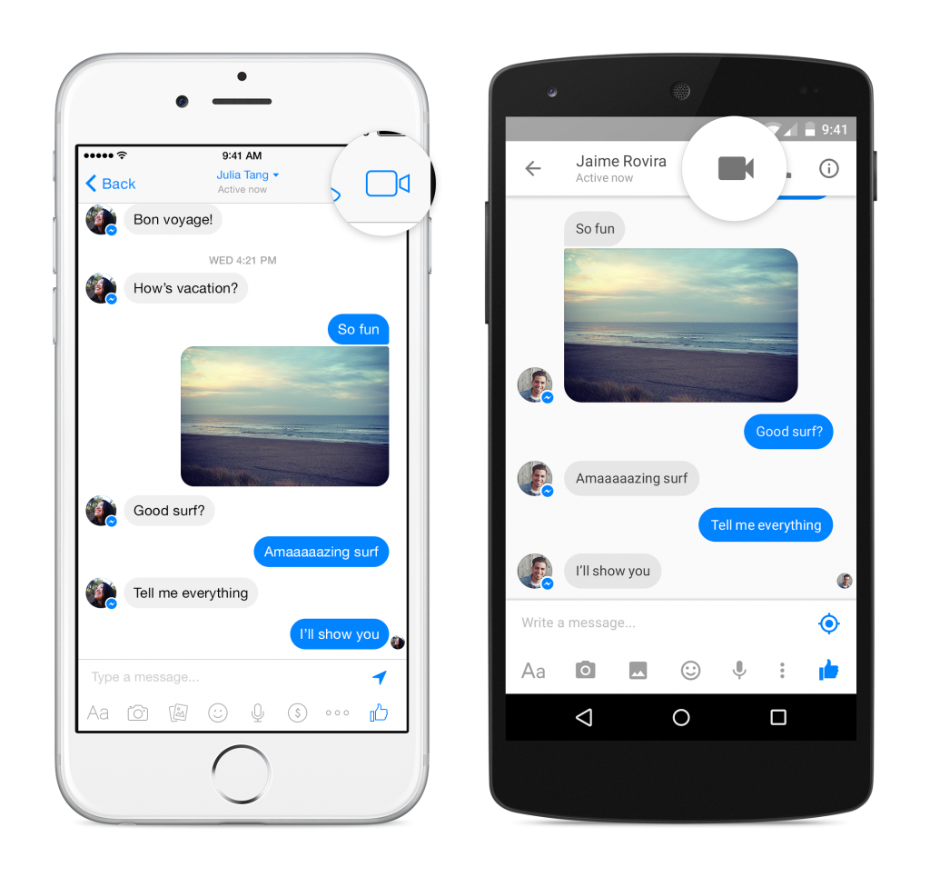 Videochiamare con Facebook Messenger: le icone per la videochiamata