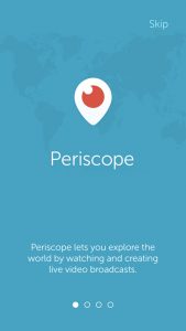 Periscope su Android. Come funziona: la schermata iniziale dell'applicazione