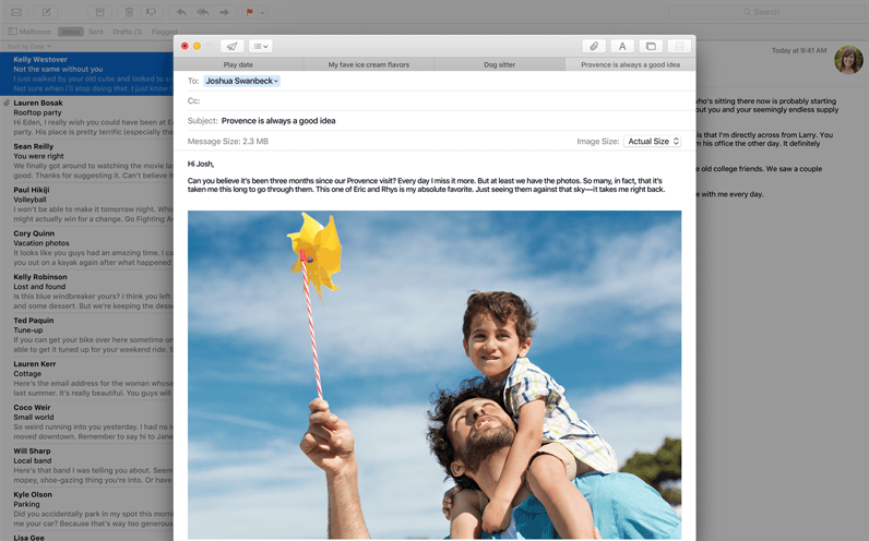 Mac OS X El Capitan. Le caratteristiche: schermata di Mail