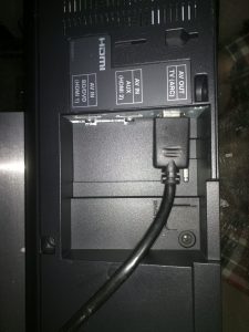 L'entrata per la porta HDMI della SoundBar SC-HTB885. La connessione via bluetooth avviene piuttosto rapidamente