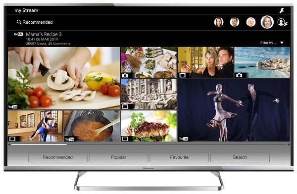 Panasonic Viera AS650, il nuovo stile dell'interfaccia è più immediato e semplice da utilizzare. Il mosaico di MyStream consente rapido accesso ai contenuti preferiti.