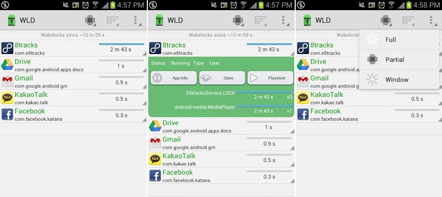 Trovare app che consumano batteria su Android: con Wakelock Detector si può visualizzare la lista delle applicazioni più dispendiose in termini di carica