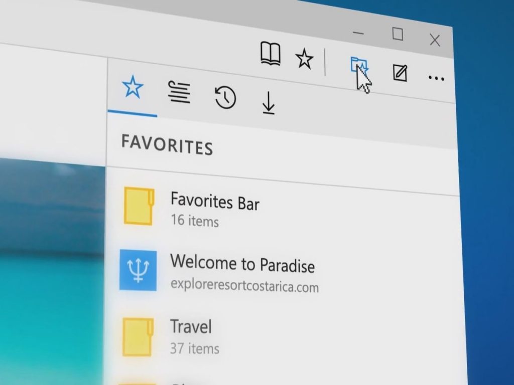 Come usare Microsoft Edge. L'hub è diviso in quattro sottocategorie: Preferiti, Elenco di lettura, Cronologia e Download