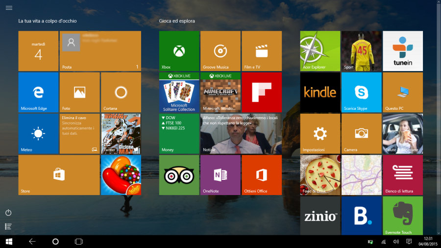 Windows 10, la modalità Tablet offre un'interfaccia semplice e schematica grazie al ritorno dei "tiles".