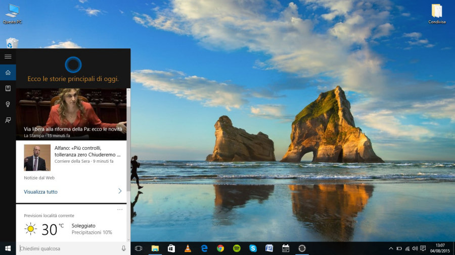 Windows 10, Cortana offre autonomamente una ricca selezione di notizie, calibrate in funzione dei nostri gusti e preferenze.