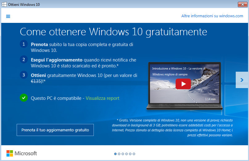 Installare Windows 10: la procedura guidata è quella più lenta e può richiedere settimane di attesa.