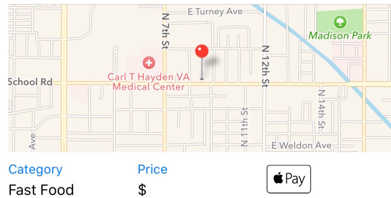 iOS 9, i trucchi: le attività che accettano Apple Pay appaiono ora nelle mappe.