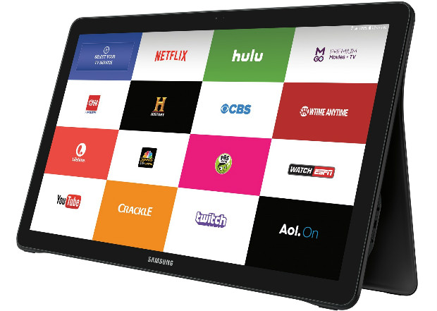 Samsung Galaxy View, il sistema operativo Android 5.1 e l'interfaccia TouchWiz rendono agevole lo zapping attraverso i principali canali multimediali.