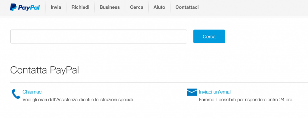 In caso di sospetta frode o phishing, contattare immediatamente l'assistenza PayPal