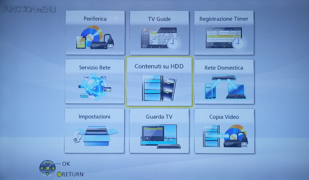 Attraverso il Function Menù è possibile esplorare tutte le funzioni del Panasonic DMR-BWT745EC