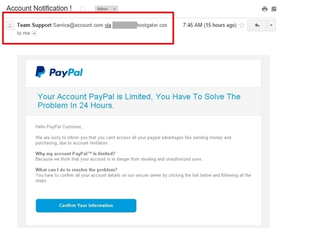 Per identificare false email di Paypal , spesso è sufficiente verificarne il mittente