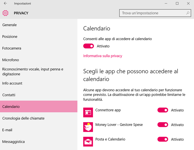 Proteggere Windows 10: molte applicazioni sono solite "curiosare" nel nostro calendario. Ecco come bloccarle.