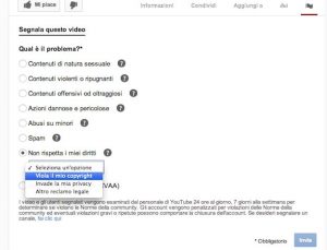 Segnalare un video su YouTube: attraverso il modulo online è possibile informare il team di controllo circa le ragioni che ci hanno spinti a inoltrare la segnalazione.