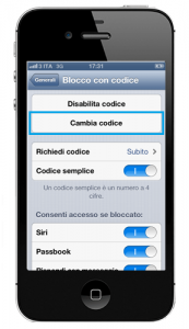 Impostazioni di sicurezza iOS: il codice numerico rappresenta la prima, importante barriera di sicurezza