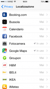 Impostazioni di sicurezza iOS: per evitare di comunicare ai server Apple e alle applicazioni la nostra posizione, è possibile disattivare la localizzazione