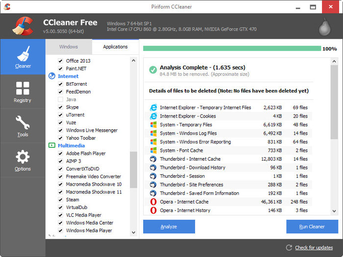 CCleaner è un ottimo prodotto per difendersi dalla pubblicità online, perché elimina i cookies di terze parti presenti sul disco rigido 