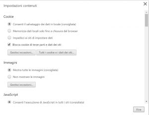 Chrome, blocco dei cookie