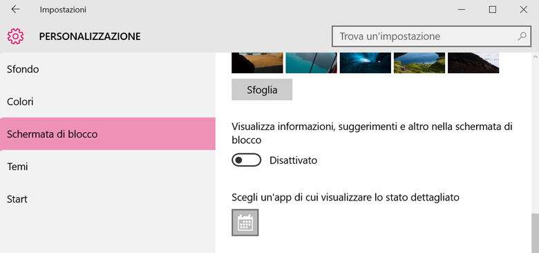 Per eliminare la pubblicità su Windows 10 è bene assicurarsi che tutte le voci relative alla schermata di blocco siano disabilitate