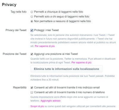 Privacy Twitter: esistono numerose opzioni per tenere al sicuro i dati personali