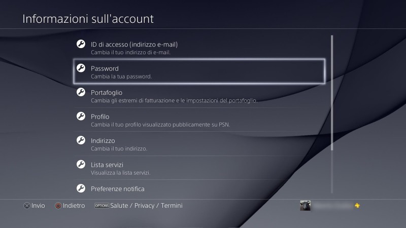 Il cambio password è il primo passaggio per mettere in sicurezza una PlayStation