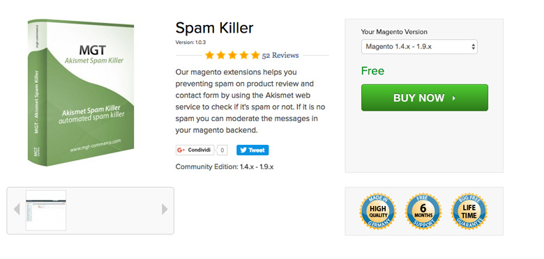 migliori plugin di sicurezza per Magento Spam Killer