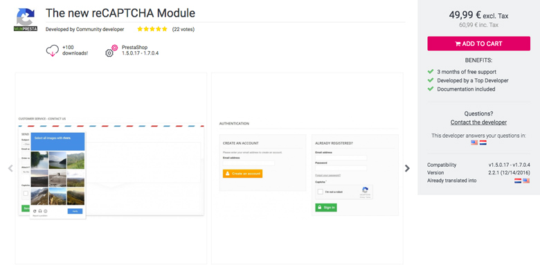 migliori plugin di sicurezza per PrestaShop The New ReCaptcha