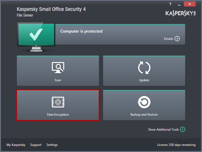 kaspersky small office security 4 recensione funzione data encryption