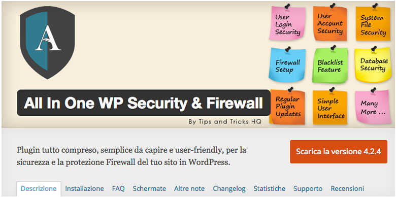 plugin di sicurezza per WordPress All in One WP Security e Firewall