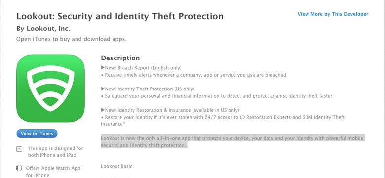 applicazioni di sicurezza per iPhone lookout