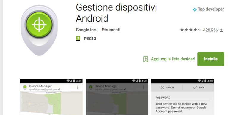 applicazioni di sicurezza per android e android device manager